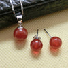 Silver Jewelry Sets 100% 925 Sterling Silver Jewelry Sets With Red Agate Bead Stone