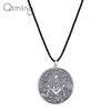 Silver Mason Amulet Symbol Pendant Necklace For Men Silver Illuminati Masonic Jewelry Women Male Vintage Necklace Gift
