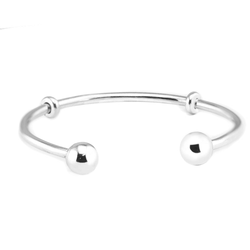 Silver Open Bangle 100% 925 Sterling Silver Moments Bangle Bracelets for Women Fit Charm Beads Diy Fine Jewelry PFB045