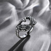 Silver Plated Hand with Heart Rings for Men Punk Gothic Creative Skeleton Couple Ring Women Hip Hop Band Jewelry Charm Gift