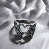 Silver Plated Hand with Heart Rings for Men Punk Gothic Creative Skeleton Couple Ring Women Hip Hop Band Jewelry Charm Gift