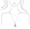 Silver Plated Pink Crystal Ballet Slipper Shoe Necklace Gift for Girls