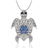 Silver Plated Swimming Sea Turtle Pendant Necklaces with Rhinestone for Women Love Jewelry Long Chains Necklace Pendants