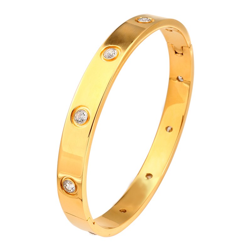 Silver Rose Gold Stainless Steel Open Cuff Design Bracelets & Bangles Fashion Brand Women Crystal Bracelets for Wedding Gift