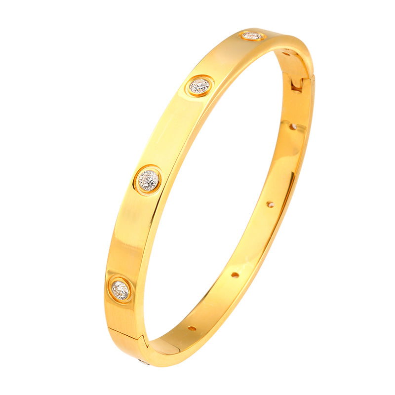 Silver Rose Gold Stainless Steel Open Cuff Design Bracelets & Bangles Fashion Brand Women Crystal Bracelets for Wedding Gift