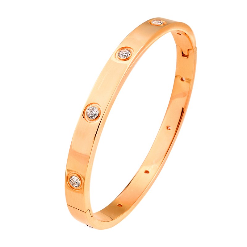 Silver Rose Gold Stainless Steel Open Cuff Design Bracelets & Bangles Fashion Brand Women Crystal Bracelets for Wedding Gift