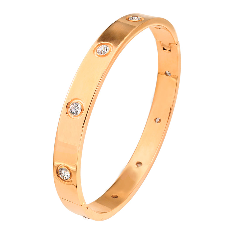 Silver Rose Gold Stainless Steel Open Cuff Design Bracelets & Bangles Fashion Brand Women Crystal Bracelets for Wedding Gift