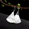 Silver, S925, Silver Jewelry, Earrings, Wholesale Fashion Ladies, Fan Shaped Shell Earrings.