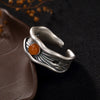 Silver S925 Sterling Silver Antique Inlaid Red Agate, Unique Personality, Opening Lady's Silver Ring Ring Wholesale