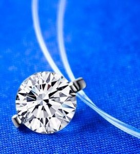 Silver Shiny Zircon Necklace and Invisible Transparent Fishing Line Simple Pendant Necklace Jewelry for Women