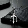 Silver Trident Necklace Personality Hip Hop Harpoon Pendant Steampunk Collier Piment