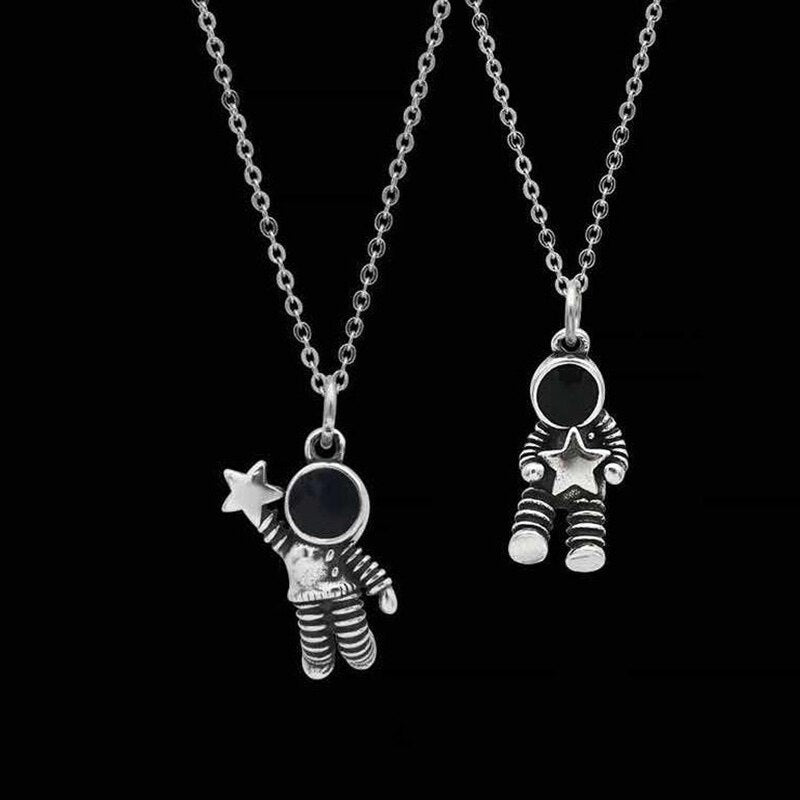 Silver color stars astronaut pendant necklace female choker necklaces jewelry simple ladies pentagon-star jewelry gifts