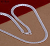 Silver/gold 2 colors   Men fashion Jewelry Silver plated necklaces 5mm 20inch Sideways Necklace flat Chain 925