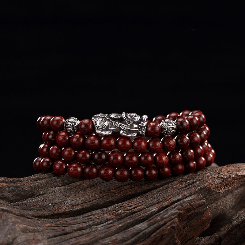 Silver retro Thai silver inviting wealth, evil spirits, brave and brave, beads of Buddha, personality, women's chain