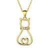 100% Real 925 Sterling Silver Cat Pendant Necklace & Chain Women Fine Jewelry Cute Animal Crystal Necklaces SCP6001B