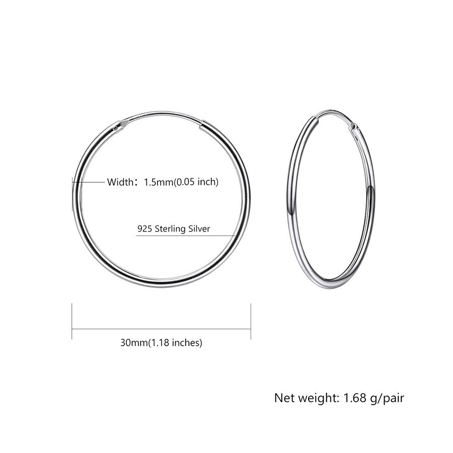 100% Real 925 Sterling Silver Hoop Earrings 30mm*30mm Rose Gold/Gold Color Earing Circle Jewelry For Women SCE6130B
