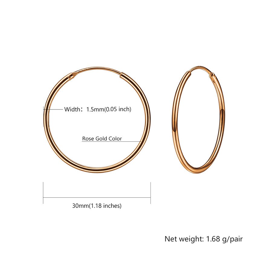 100% Real 925 Sterling Silver Hoop Earrings 30mm*30mm Rose Gold/Gold Color Earing Circle Jewelry For Women SCE6130B