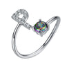 Initial A Rainbow Topaz Ring Letter Name Fine Jewelry Gemstone 925 Sterling Silver Rings For Women Adjustable SCR6047
