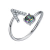 Initial A Rainbow Topaz Ring Letter Name Fine Jewelry Gemstone 925 Sterling Silver Rings For Women Adjustable SCR6047