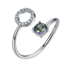 Initial A Rainbow Topaz Ring Letter Name Fine Jewelry Gemstone 925 Sterling Silver Rings For Women Adjustable SCR6047
