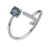 Initial A Rainbow Topaz Ring Letter Name Fine Jewelry Gemstone 925 Sterling Silver Rings For Women Adjustable SCR6047