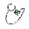 Initial A Rainbow Topaz Ring Letter Name Fine Jewelry Gemstone 925 Sterling Silver Rings For Women Adjustable SCR6047