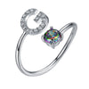 Initial A Rainbow Topaz Ring Letter Name Fine Jewelry Gemstone 925 Sterling Silver Rings For Women Adjustable SCR6047