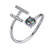 Initial A Rainbow Topaz Ring Letter Name Fine Jewelry Gemstone 925 Sterling Silver Rings For Women Adjustable SCR6047