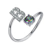 Initial A Rainbow Topaz Ring Letter Name Fine Jewelry Gemstone 925 Sterling Silver Rings For Women Adjustable SCR6047