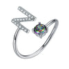 Initial A Rainbow Topaz Ring Letter Name Fine Jewelry Gemstone 925 Sterling Silver Rings For Women Adjustable SCR6047