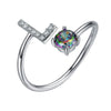 Initial A Rainbow Topaz Ring Letter Name Fine Jewelry Gemstone 925 Sterling Silver Rings For Women Adjustable SCR6047