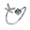 Initial A Rainbow Topaz Ring Letter Name Fine Jewelry Gemstone 925 Sterling Silver Rings For Women Adjustable SCR6047
