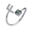 Initial A Rainbow Topaz Ring Letter Name Fine Jewelry Gemstone 925 Sterling Silver Rings For Women Adjustable SCR6047