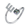 Initial A Rainbow Topaz Ring Letter Name Fine Jewelry Gemstone 925 Sterling Silver Rings For Women Adjustable SCR6047