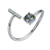 Initial A Rainbow Topaz Ring Letter Name Fine Jewelry Gemstone 925 Sterling Silver Rings For Women Adjustable SCR6047