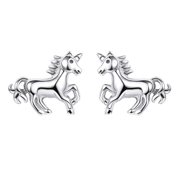 Little Running Unicorn Horse Stud Earrings For Women 100% 925 Sterling Silver Fine Jewelry Animal brincos SCE6014B