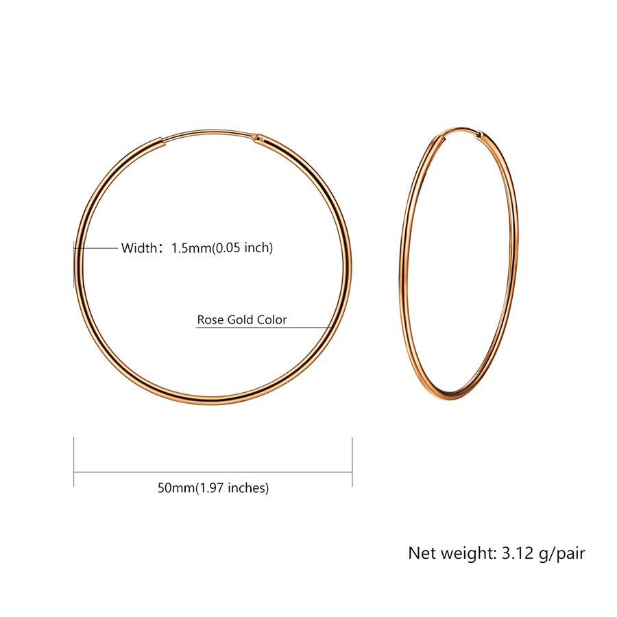 Rose Gold/Gold Color 925 Sterling Silver Hoop Earrings 50mm*50mm Women Fine Jewelry Valentine's D Gift SCE6150B