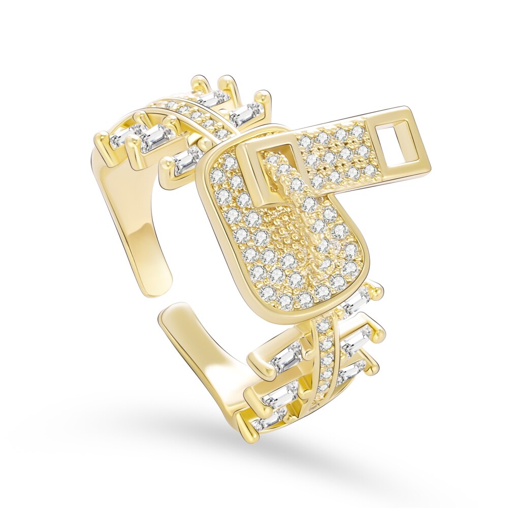 Silverly Gold Zipper Zircon Rings For Women Men Lover Couple Gothic Rings Engagement Wedding Open Rings 2022 Jewelry