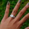 sterling silver 1.5 carat diamante halo elegant half-eternity wedding rings for women 2 pcs set fine jewelry bijoux