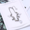 Silvery Stainless Steel Bracelet For Woman Heart Star Moon Cat Pendant Glass Beads Chain Charms Bracelets 2022 Jewelry