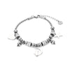 Silvery Stainless Steel Bracelet For Woman Heart Star Moon Cat Pendant Glass Beads Chain Charms Bracelets 2022 Jewelry