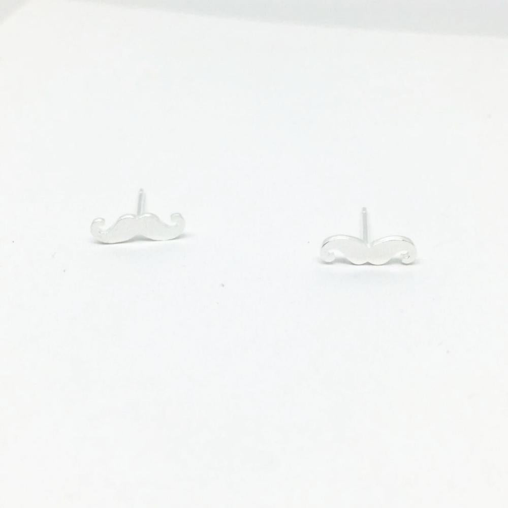 Simpe Moustache Beard 925 Silver Earrings