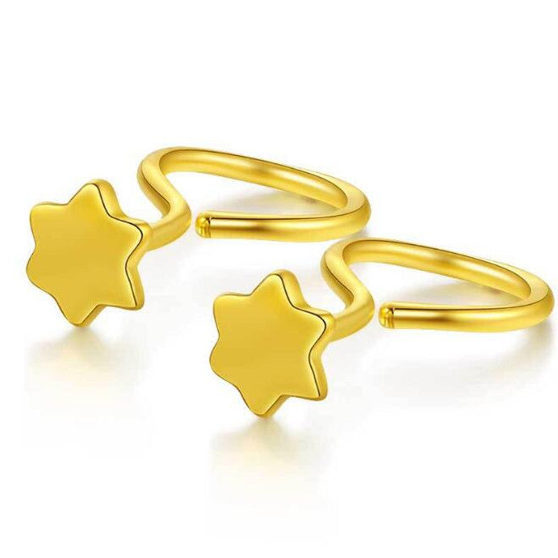 Simple 100% 18K Pure Gold Star of David Hexagram Stud Earrings For Women Girls Fashion Women Jewelry Christmas Gifts Wholesale