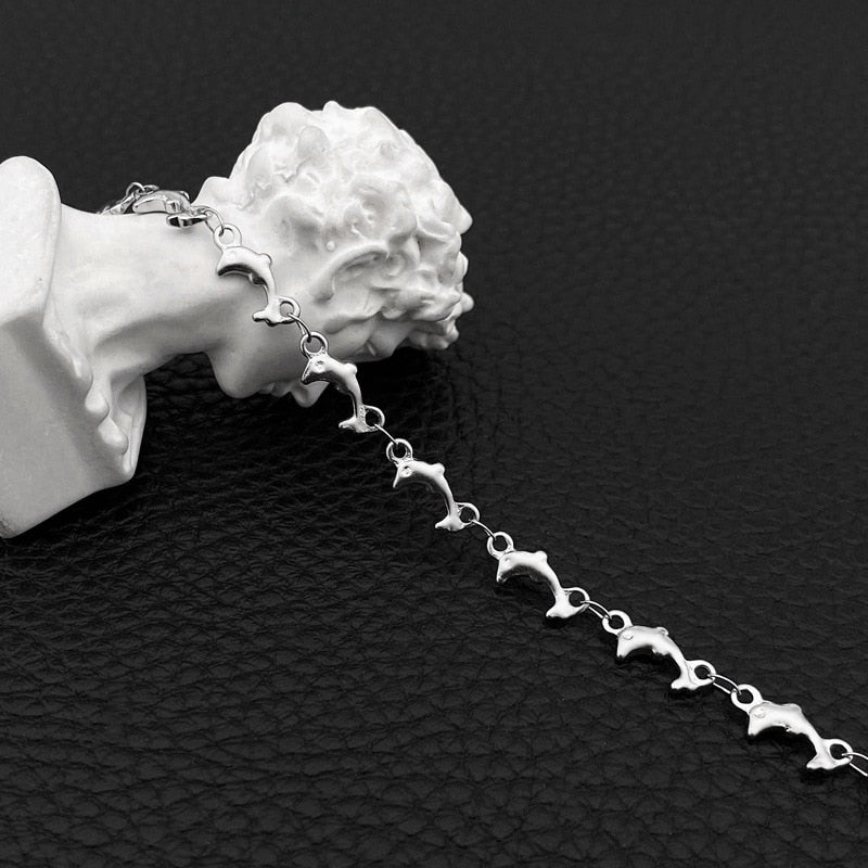 Simple 5MM Dolphin Choker Necklaces For Women Men Accessories Nightmare Before Christmas Gifts  Stainless Steel Jewelry