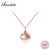 Simple 925 Sterling Silver Pearl Necklace Pendant Long Chain Necklaces Woman Jewelry Gift ZK40
