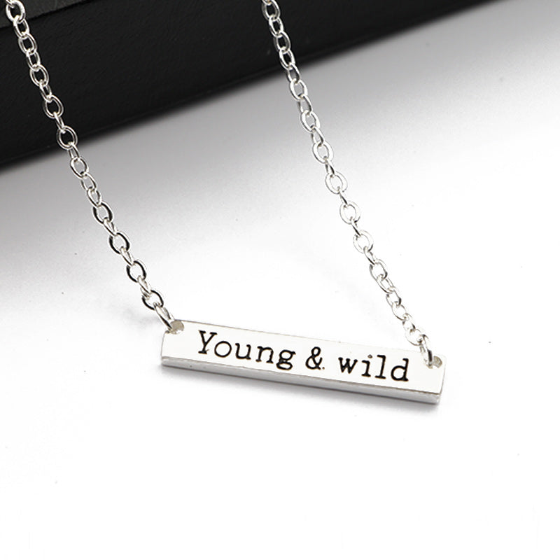 Simple Bar Pendant Believe,Dream,Strength,NamasteNecklace Jewelry Silver Color Personality Inspirational Necklace Multi-Style