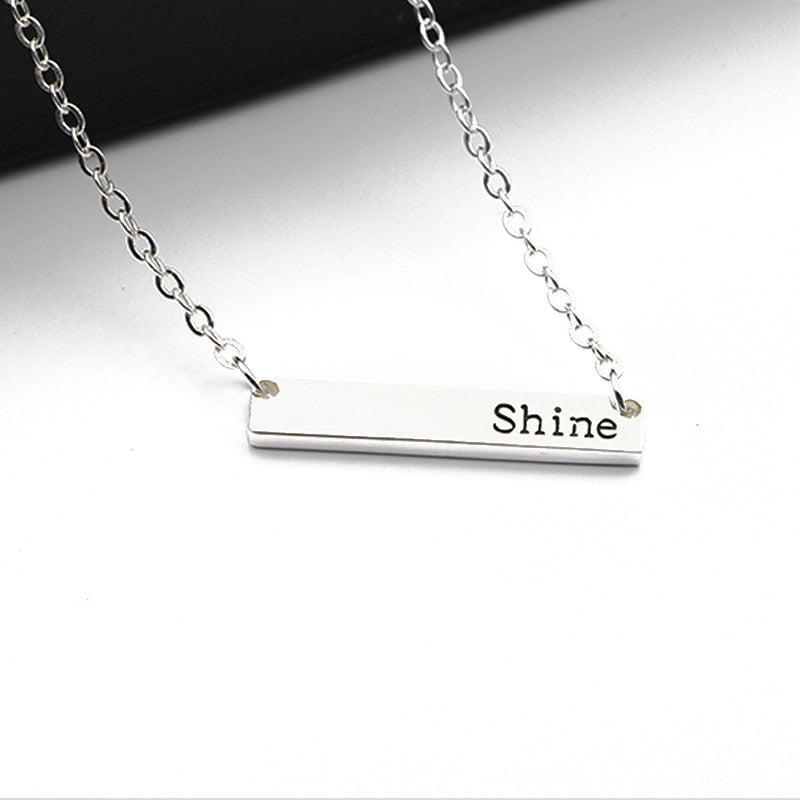 Simple Bar Pendant Believe,Dream,Strength,NamasteNecklace Jewelry Silver Color Personality Inspirational Necklace Multi-Style