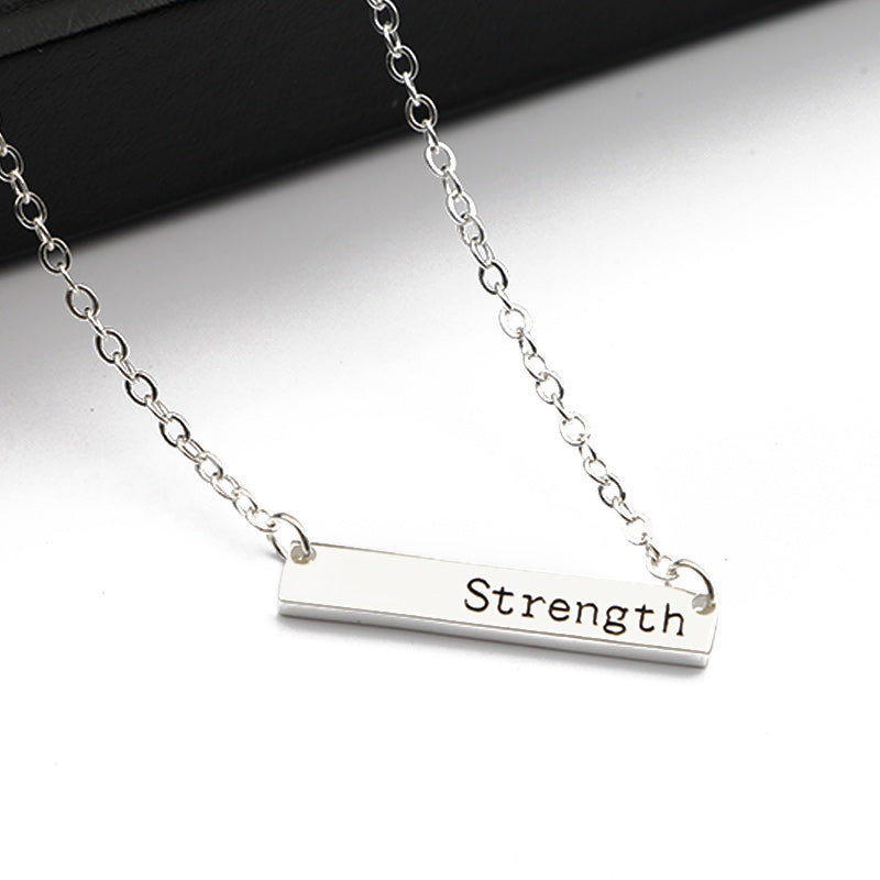Simple Bar Pendant Believe,Dream,Strength,NamasteNecklace Jewelry Silver Color Personality Inspirational Necklace Multi-Style