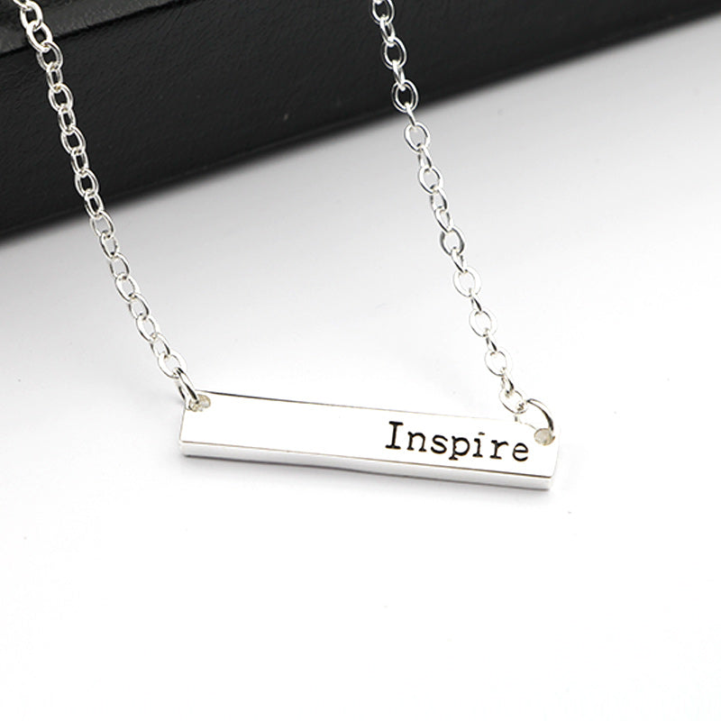 Simple Bar Pendant Believe,Dream,Strength,NamasteNecklace Jewelry Silver Color Personality Inspirational Necklace Multi-Style