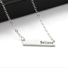 Simple Bar Pendant Believe,Dream,Strength,NamasteNecklace Jewelry Silver Color Personality Inspirational Necklace Multi-Style